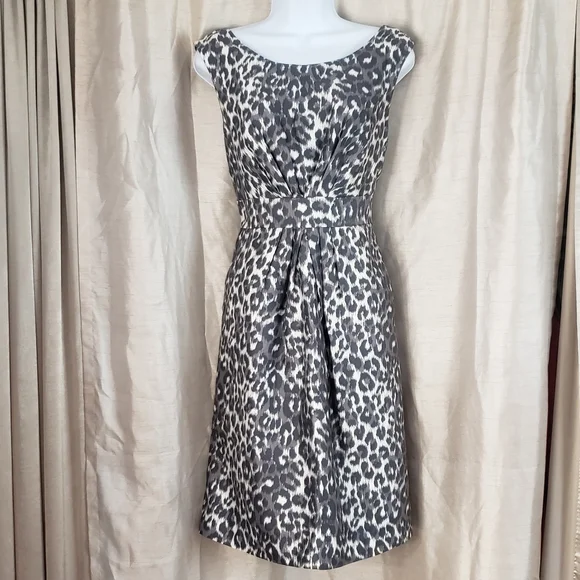 NWOT Kate Spade gray leopard print silk fit & flare dress Womens 4 - Picture 5 of 10